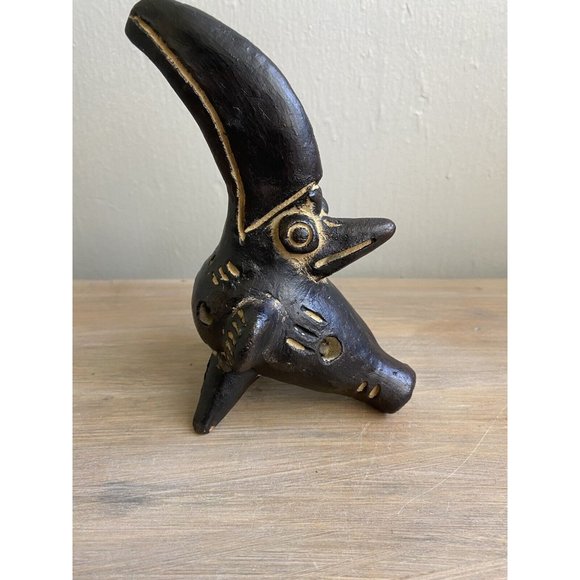 Vintage COLIMA Folk Art Bird,Goat,fish,pig,effigy Whistle Statue Primitive Decor